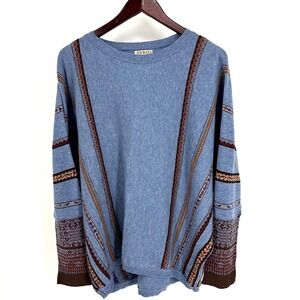 IVKO Wool Blend Sweater Pullover Geometric Pattern Blue Women's Size 2XL 44/46
